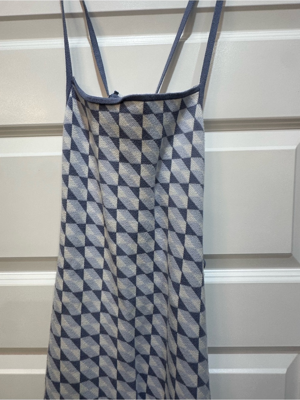 Abercrombie & Fitch Blue and Cream Geometric Strapless Knit Sundress